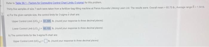 please answer upper and LCL a) For the given