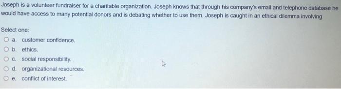 Joseph is a volunteer fundraiser for a charitable