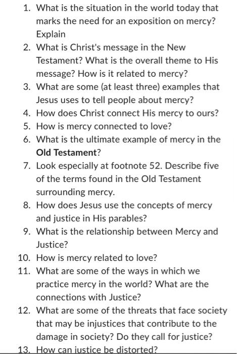 1. What is the situation in the world today that