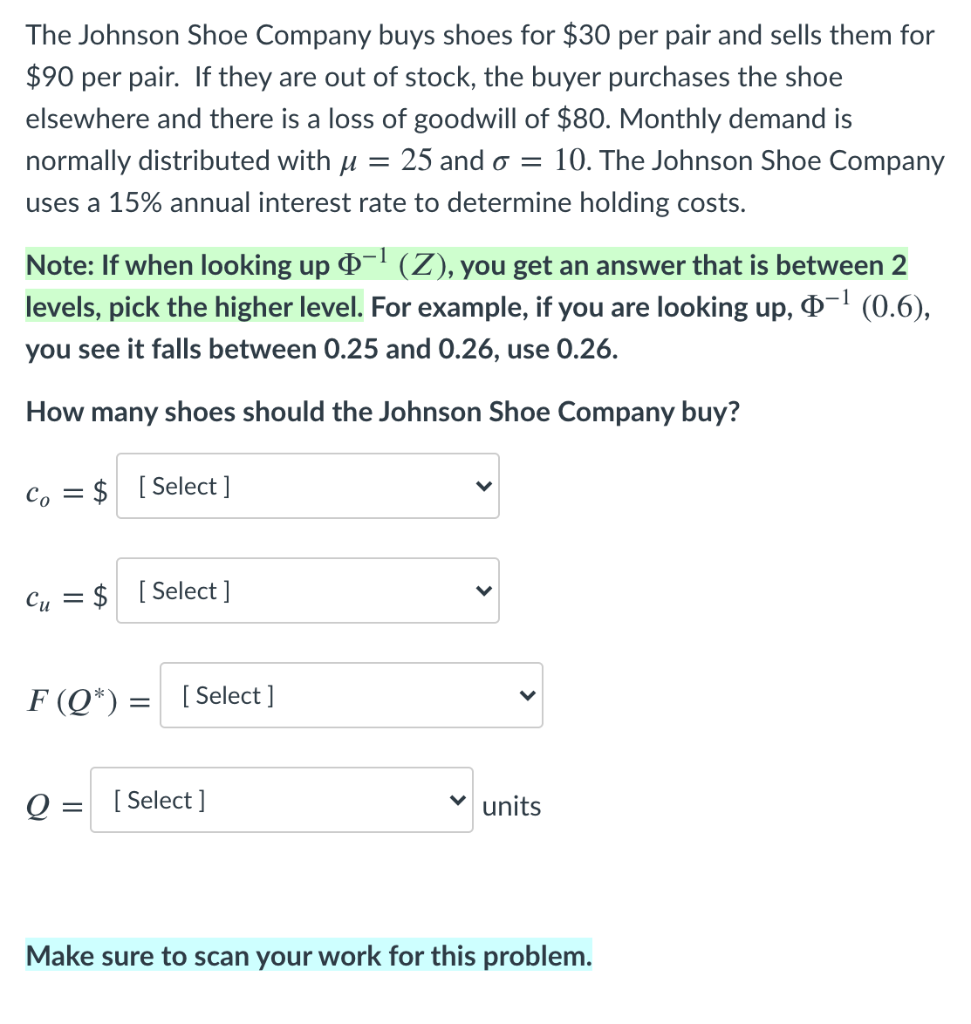 The Johnson Shoe Company buys shoes for $30 per
