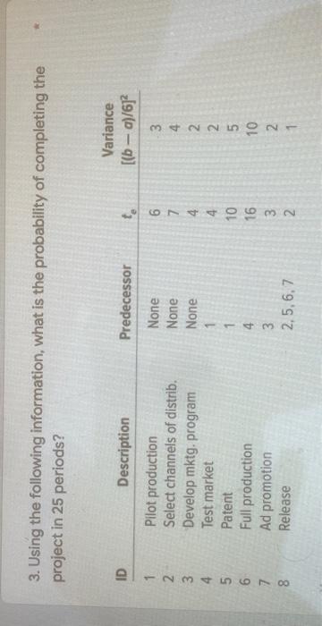 can you help? 3. Using the following information,