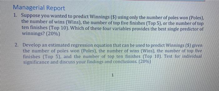 please answer question 1 and 2 in an excel and