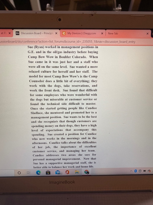 Which managerial role does Sue demonstrate? Which