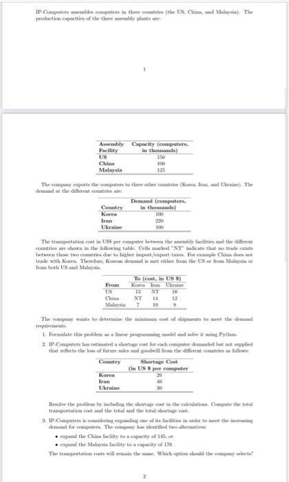 please solve and show the linear program it is