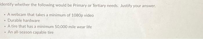 Identify whether the following would be Primary