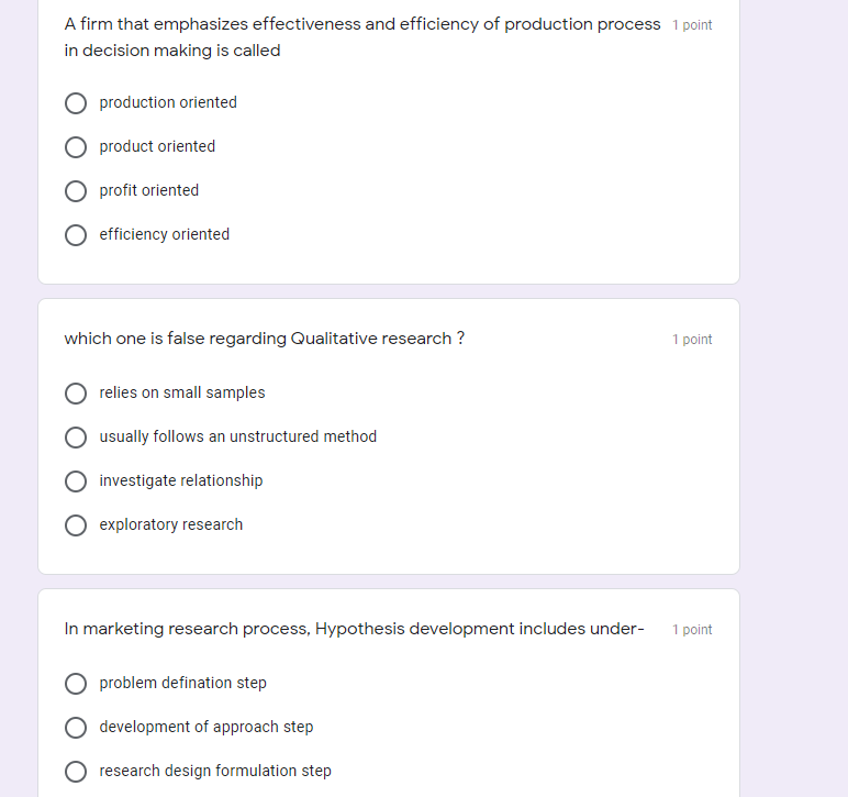 Please answer 1 point when research design