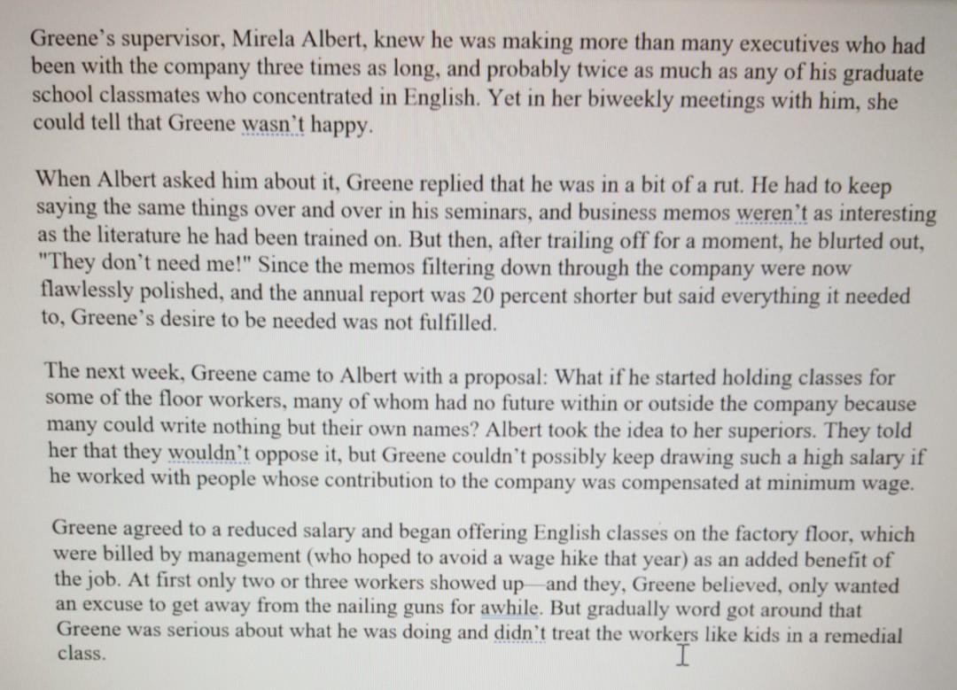 Case Study 1: More Than a Paycheck Lemuel Greene