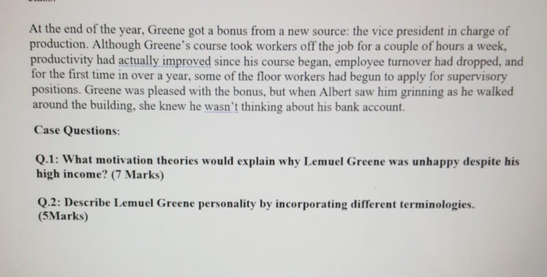 Case Study 1: More Than a Paycheck Lemuel Greene