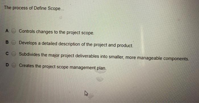prepcast pmp The process of Define Scope... A