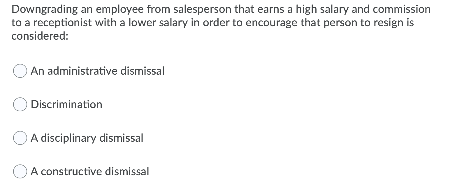 Downgrading an employee from salesperson that