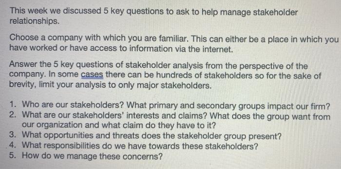 This week we discussed 5 key questions to ask to