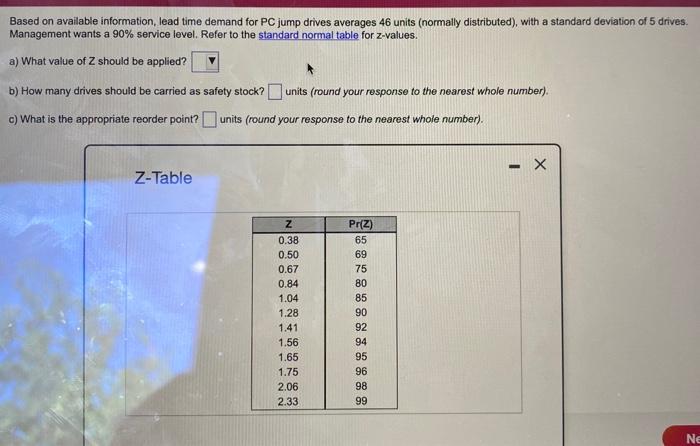 c Based on available information, lead time