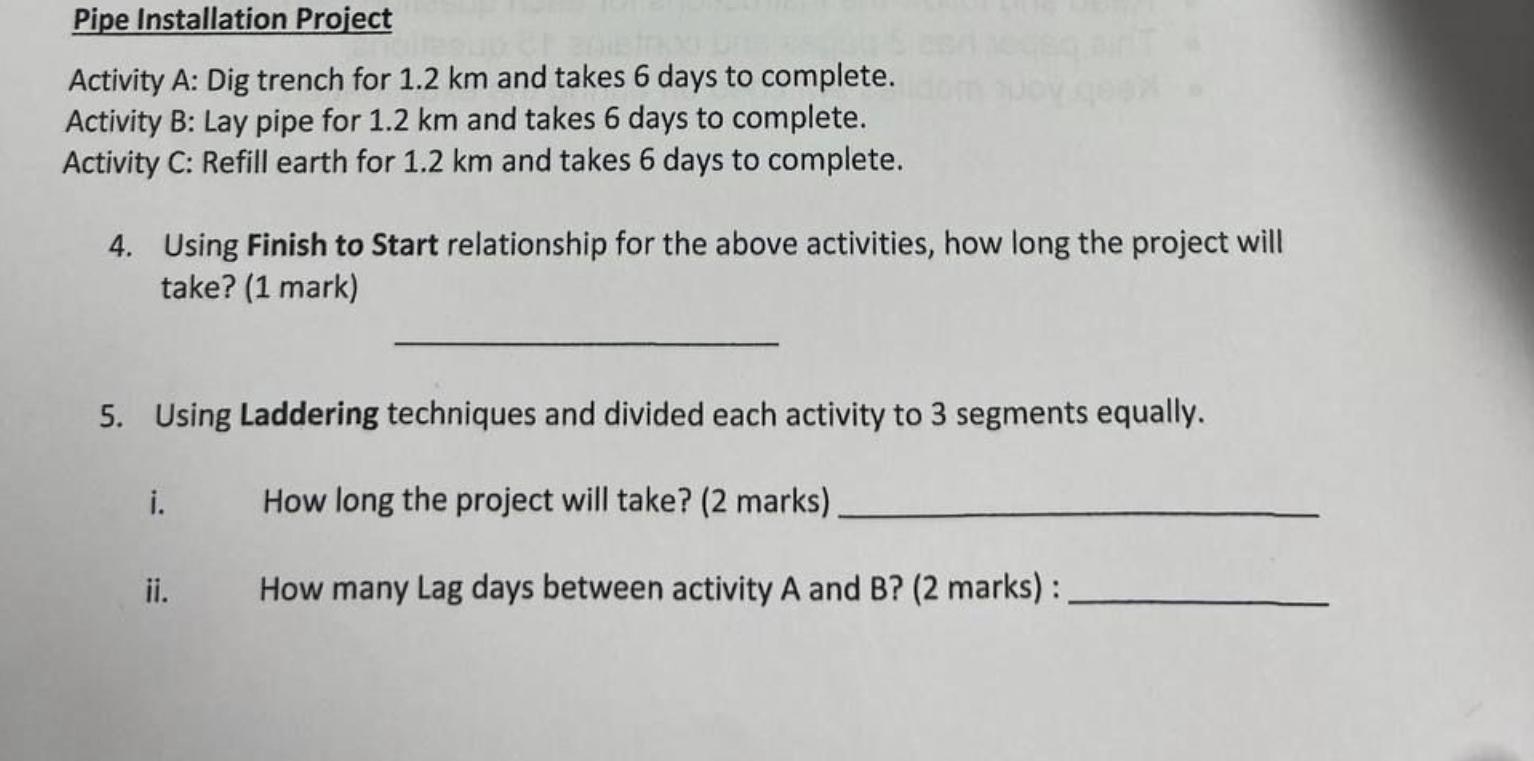 4. Using Finish to Start relationship for the