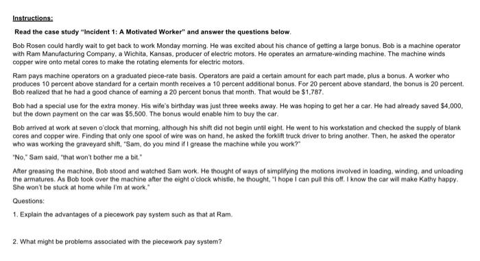 Instructions: Read the case study "Incident 1: A