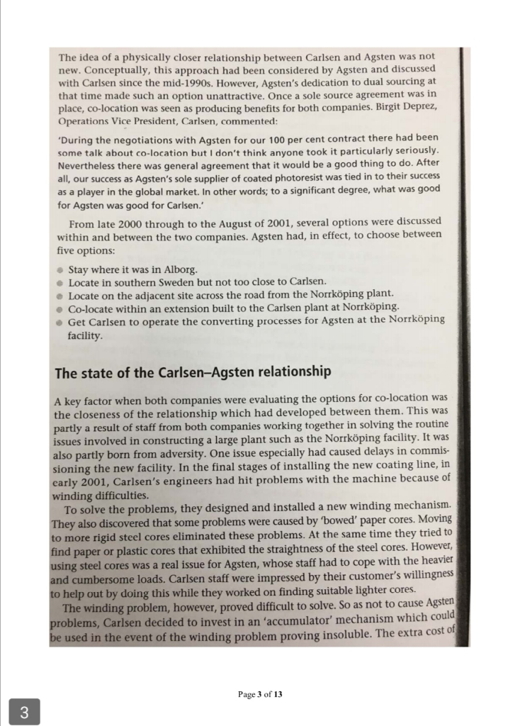 Case Study 1 (30%) The Norrkoping Plant (B), by