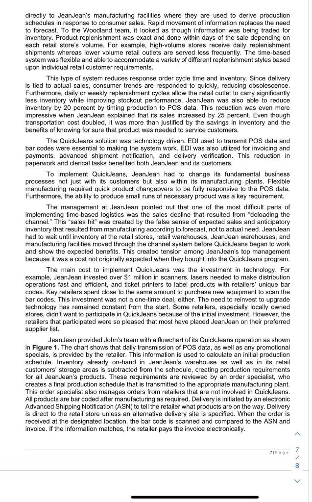 Discuss how Time-Based logistics (like JeanJeans