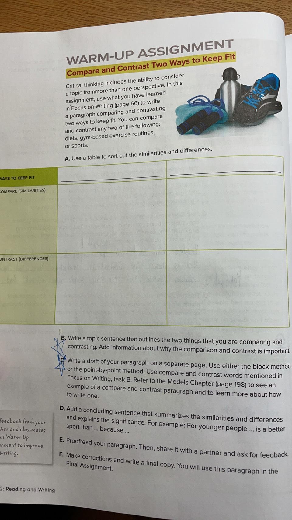 WARM-UP ASSIGNMENT Compare and Contrast Two Ways