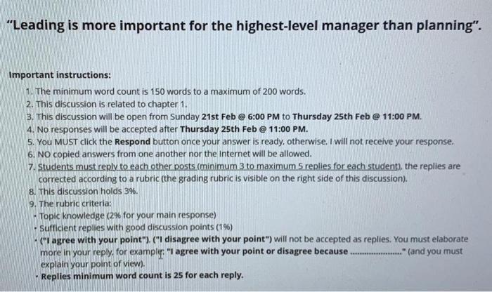 "Leading is more important for the highest-level