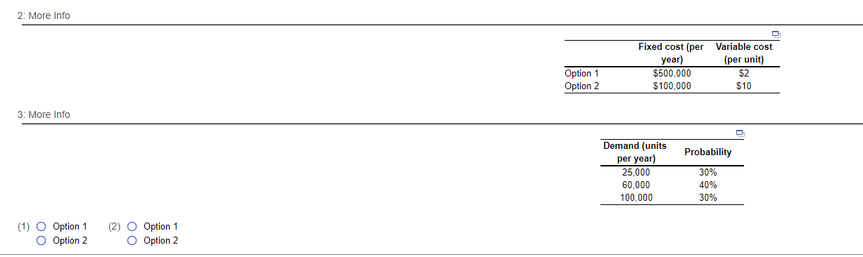 7. Consider the two capacity options for Arktec