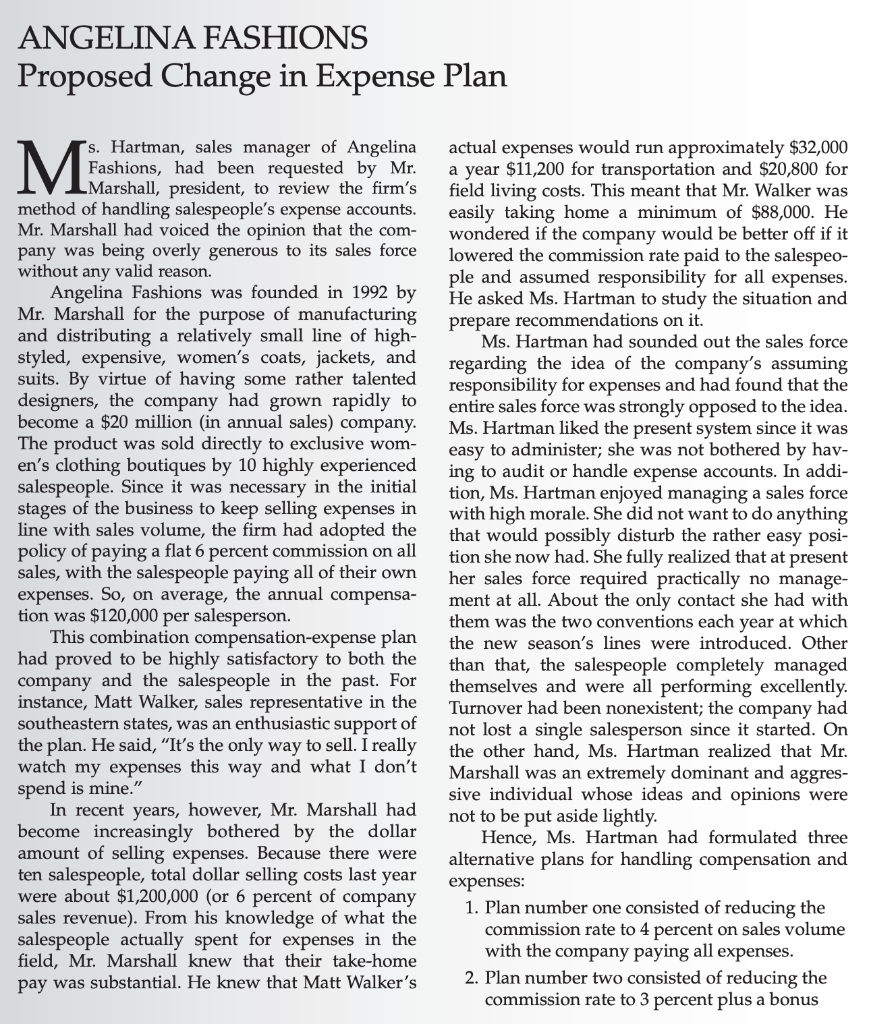 #3 Question: ANGELINA FASHIONS Proposed Change in