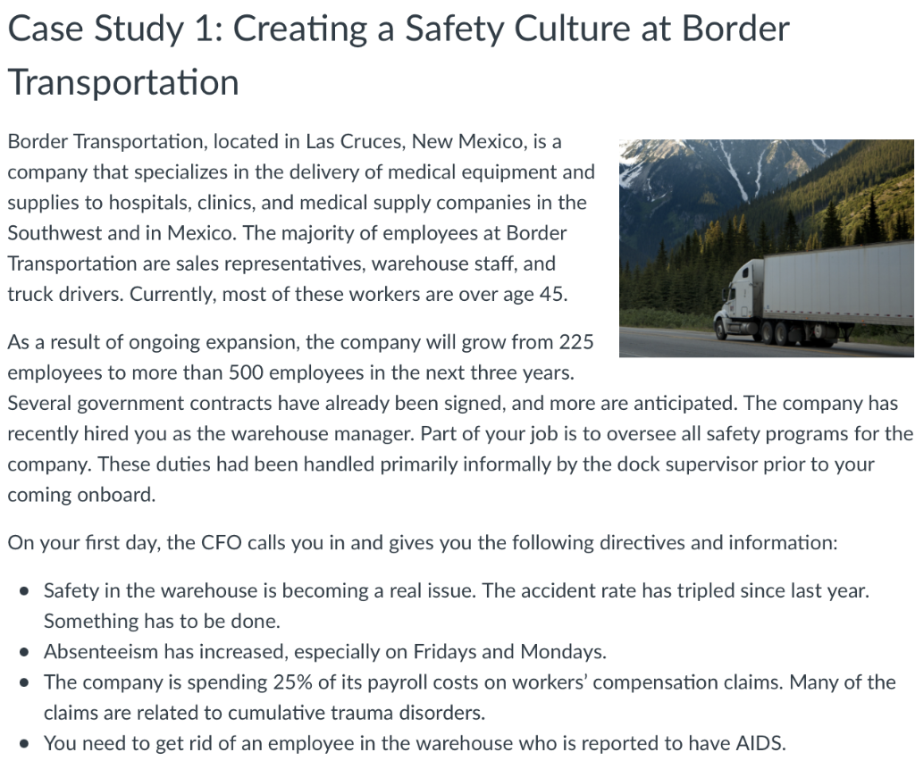 answer 5 & 6 Case Study 1: Creating a Safety