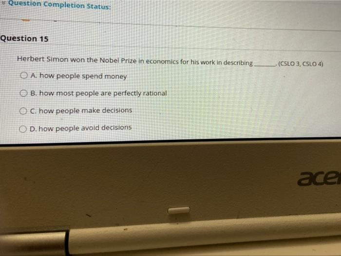 Question Completion Status: Question 15 Herbert