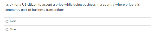 It's ok for a US citizen to accept a bribe while