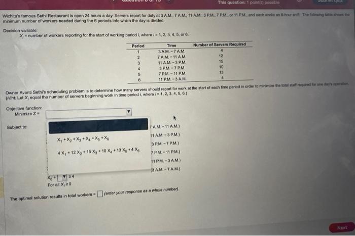 minimum number of workers needed during the 6