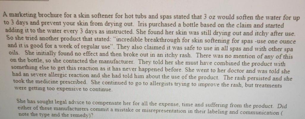 A marketing brochure for a skin softener for hot