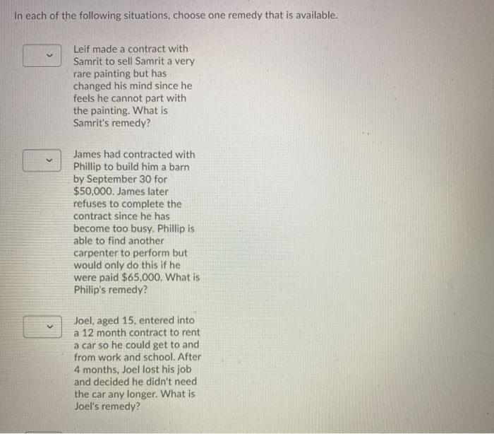 specific performance , damages, quantum meruit,