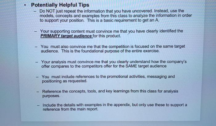 The Assignment - Specifically and clearly