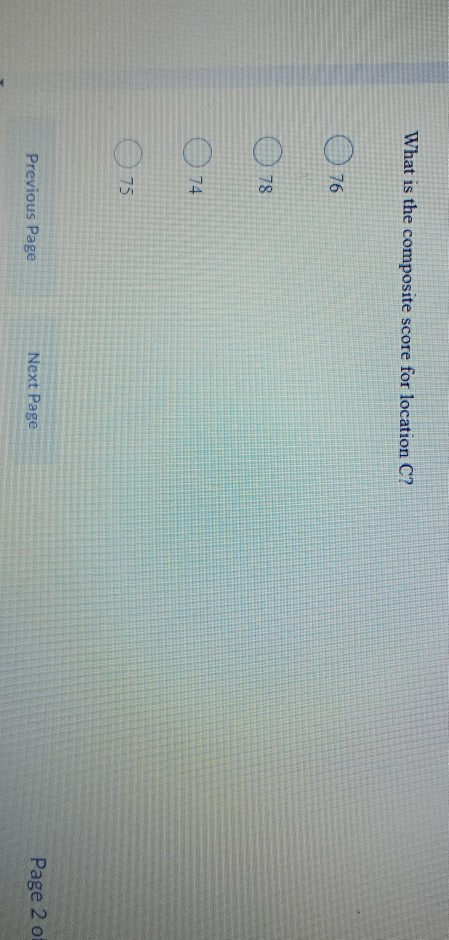 Question 2 (4 points) A location analysis has