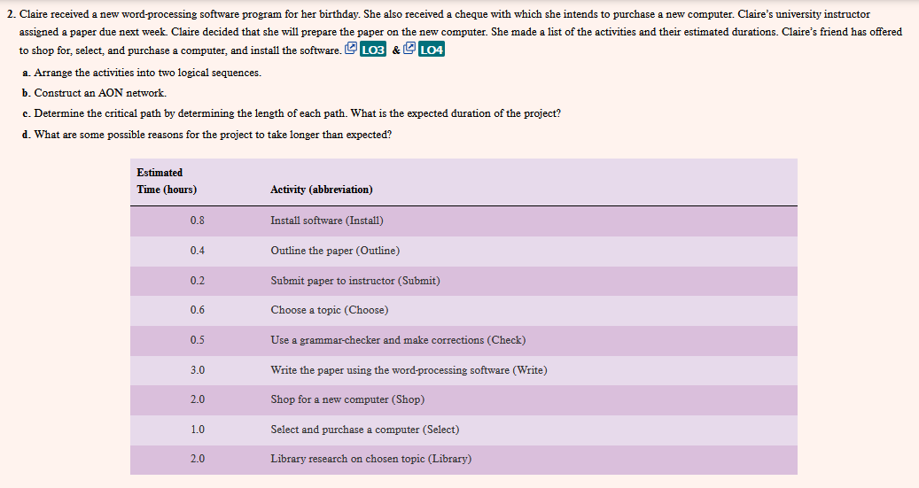 2. Claire received a new word-processing software