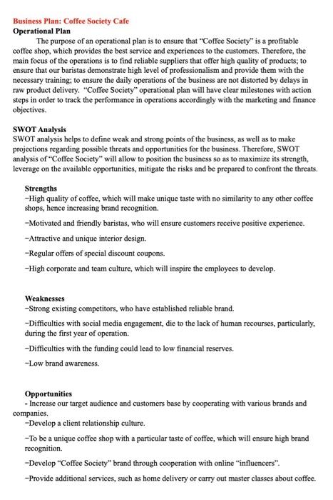 i need operation plan and Swot for better angle