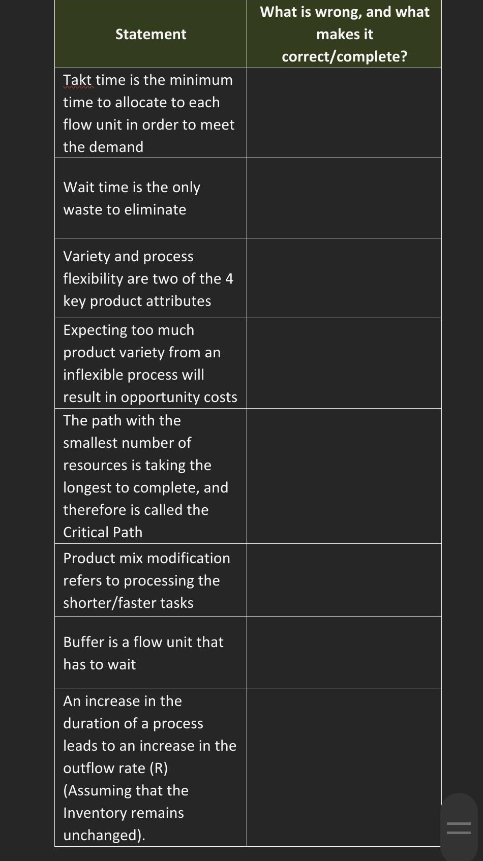 Statement What is wrong, and what makes it