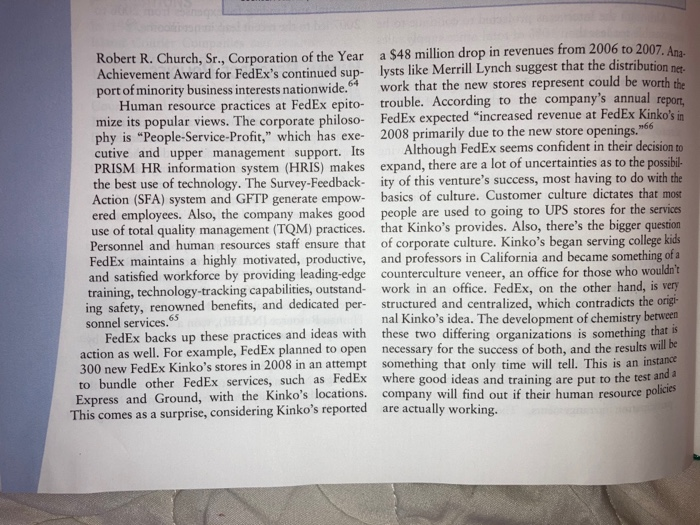 Q2: in the past, FedExs human relations program