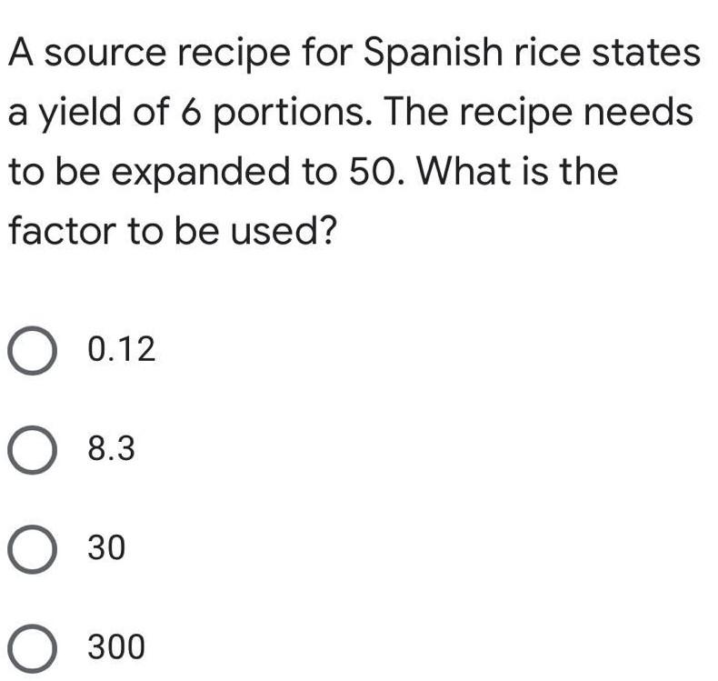A source recipe for Spanish rice states a yield