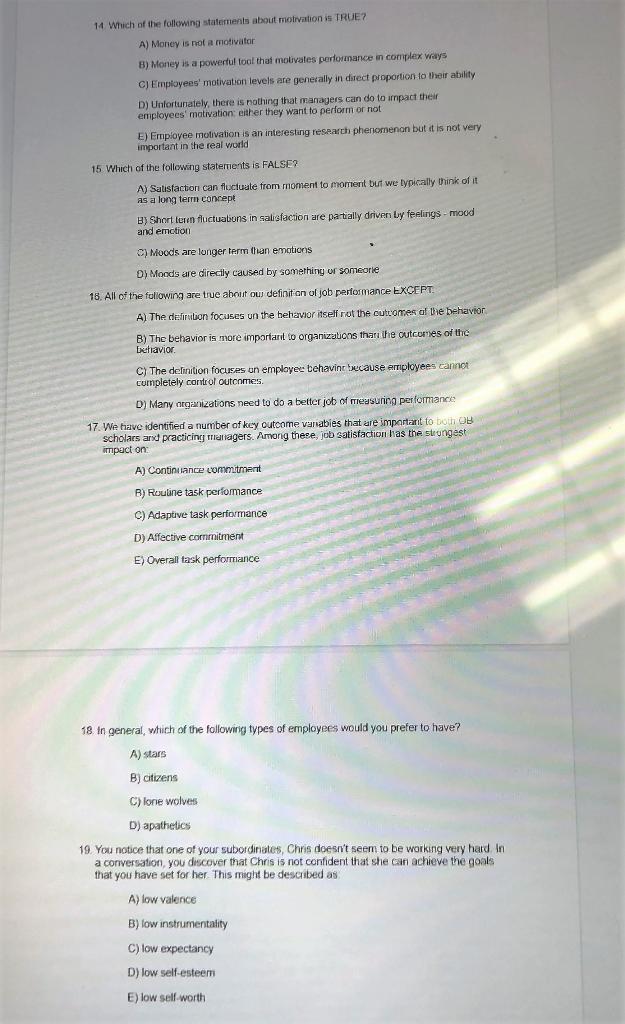 14 Which of the following statements about