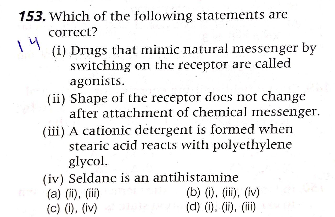 14 153. Which of the following statements are