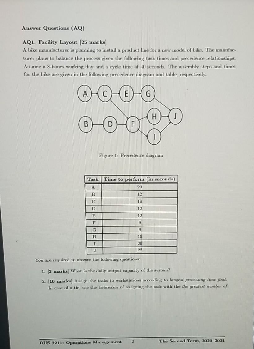 Answer Questions (AQ) AQ1. Facility Layout 25