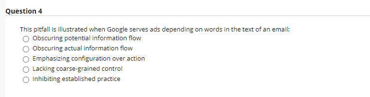 Question 4 This pitfall is illustrated when