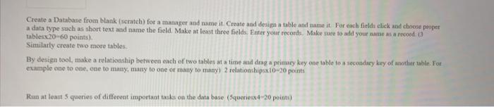 Create a Database from blank (scratch) for a