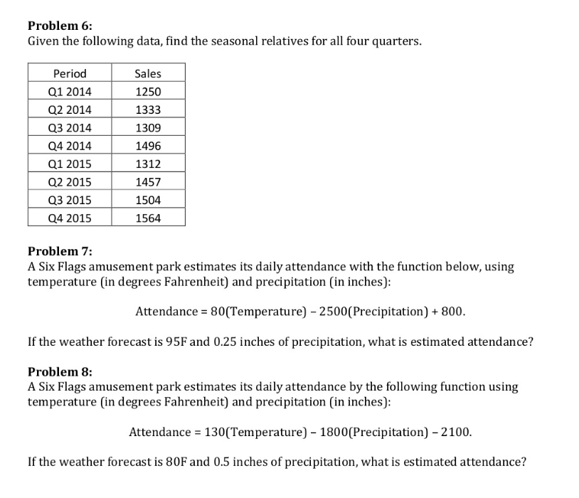 Forecasting: Practice Computational Problems