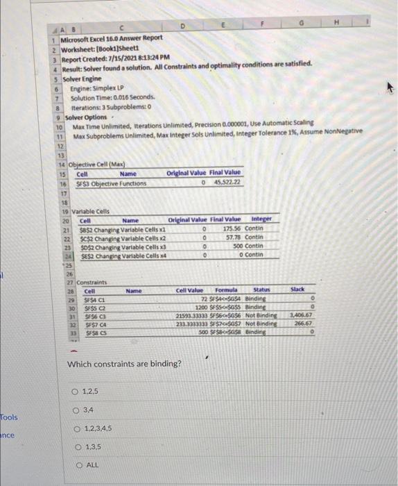A 8 D 1 Microsoft Excel 16.0 Answer Report 2