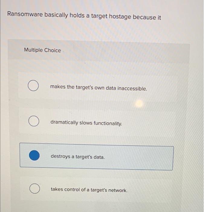 Ransomware basically holds a target hostage