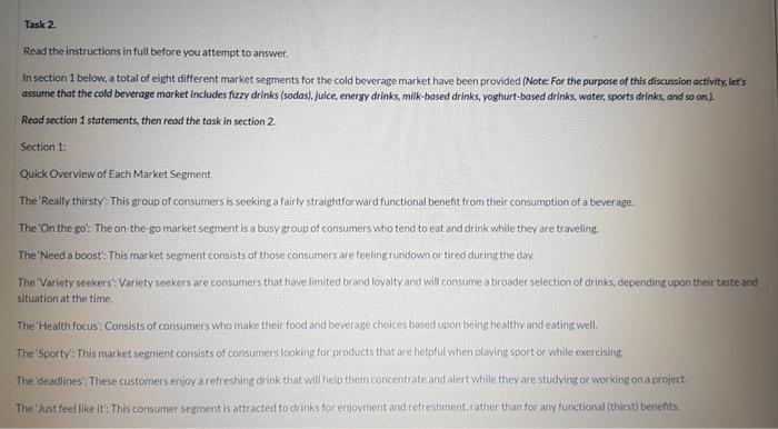 Task 2 Read the instructions in full before you