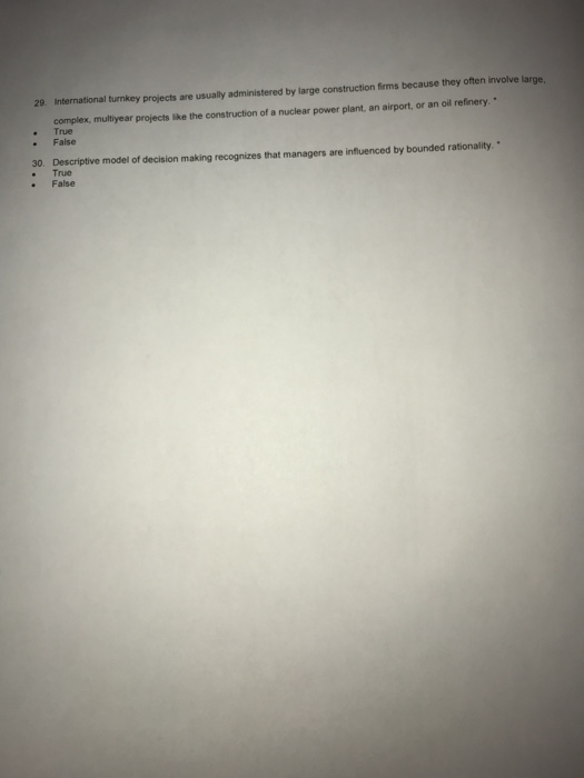 true or false questions 1 True 3 4 Decision