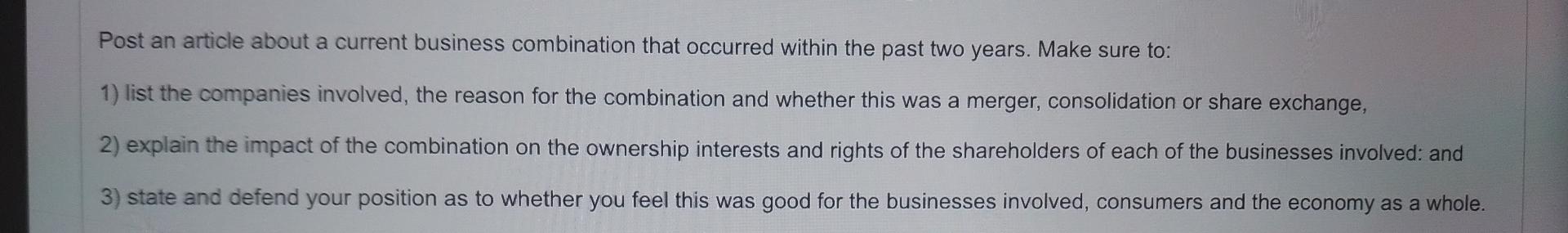 Post an article about a current business