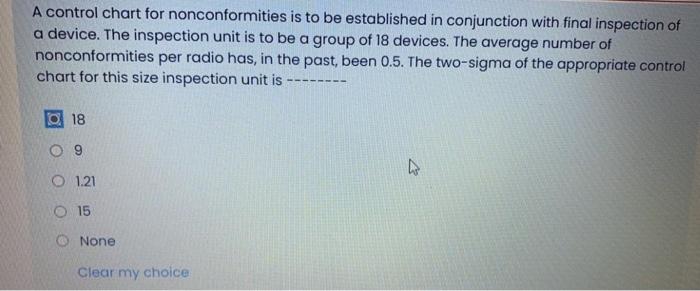 A control chart for nonconformities is to be