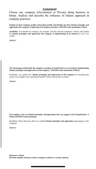 Assignment Choose any company (Government or